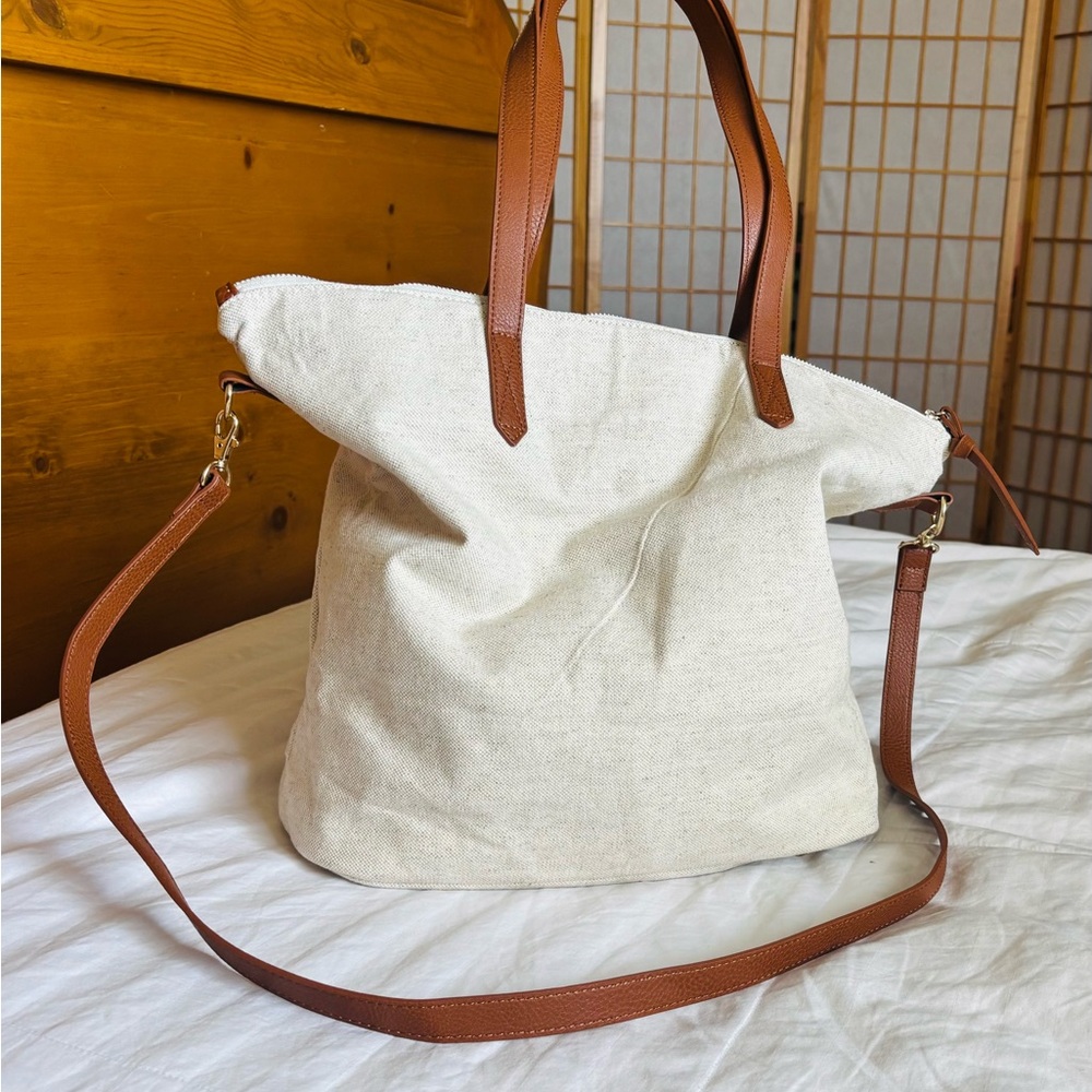Old Navy Cream and Brown Crossbody Bag